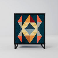 SIDEBOARD CRACKED ILLUSION, Schwarz, 57,5x42x67,5 cm, Schwarze Metall-Rahmenfüße - Multicolor/Schwarz, Holzwerkstoff/Metall (57.5/67.5/42cm) - SpaceRebels