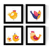 POSTER Set mit 4 Hühnern in Nordic Scandinavian Stil 20x20cm Rahmenlos - Klar, Papier (20/3cm) - Nacnic