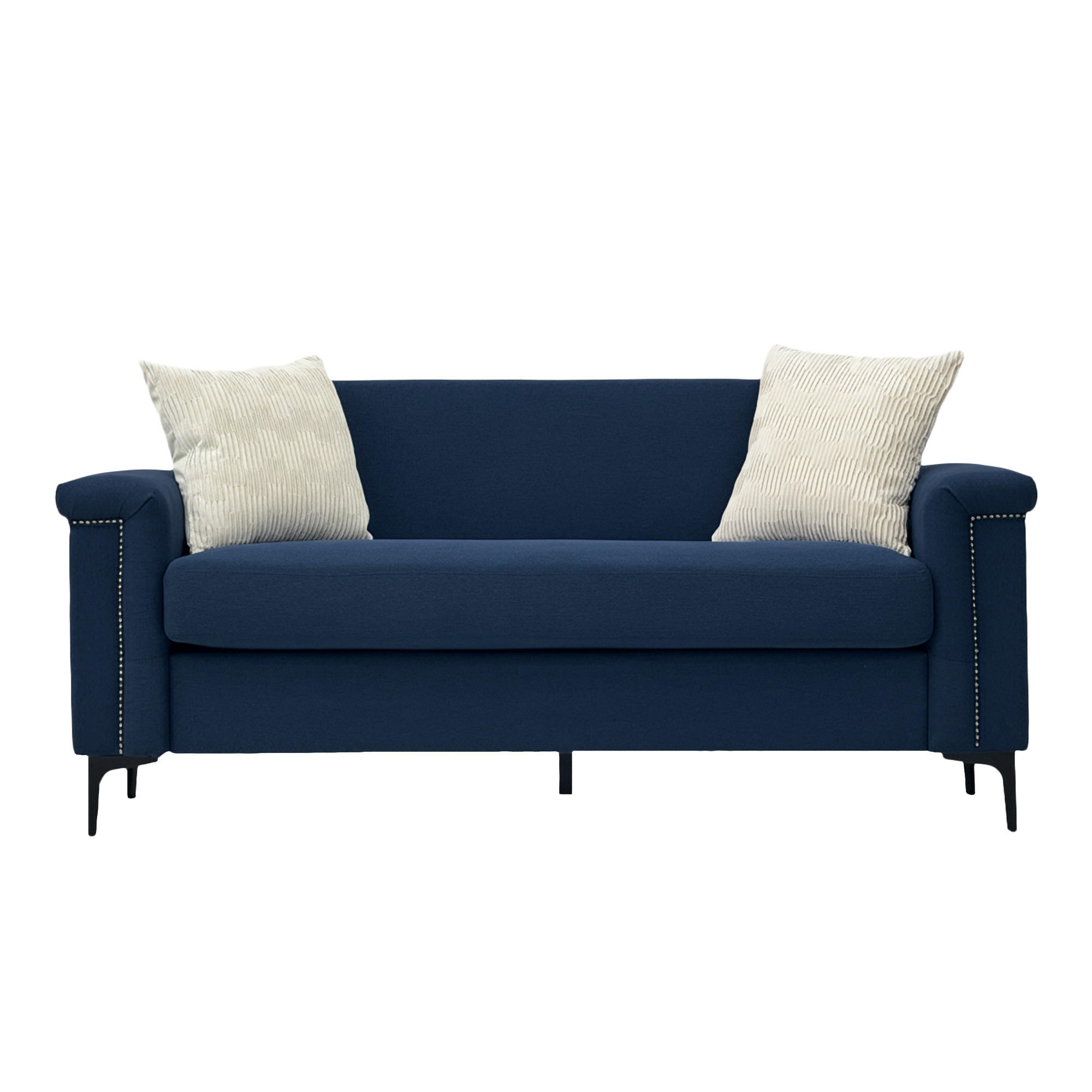 2-SITZER Sofa Polyester-Feinleinen mit Nieten und Metallfüßen 172/73.5/81.5 cm Blau - Blau, Textil (73.5/81.5/172cm) - Redom