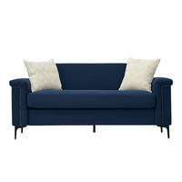 2-SITZER Sofa Polyester-Feinleinen mit Nieten und Metallfüßen 172/73.5/81.5 cm Blau - Blau, Textil (73.5/81.5/172cm) - Redom