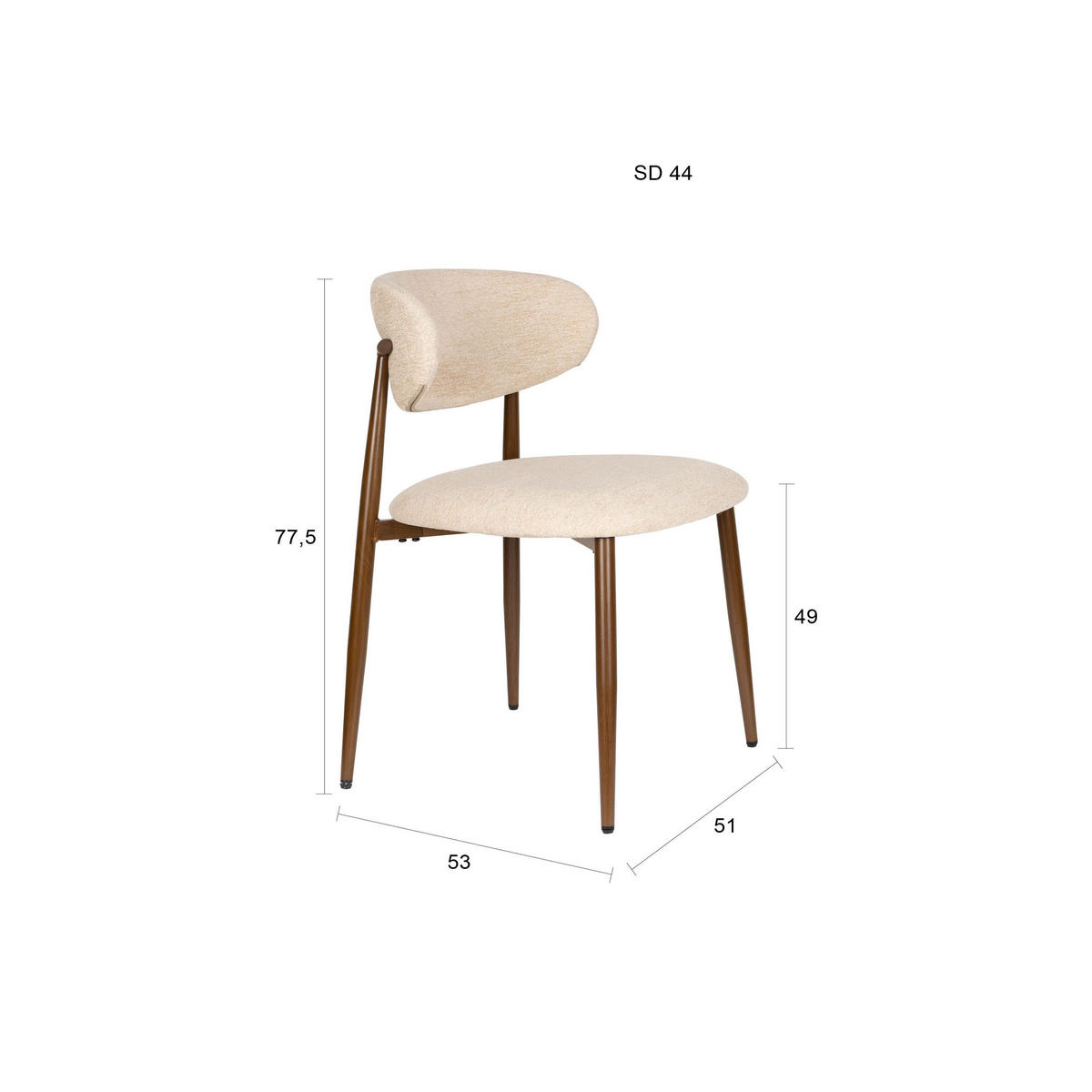 ESSZIMMERSTUHL Noor Beige - 2 er Set - Beige, Kunststoff (51/77.5/53cm) - Housecraft Living
