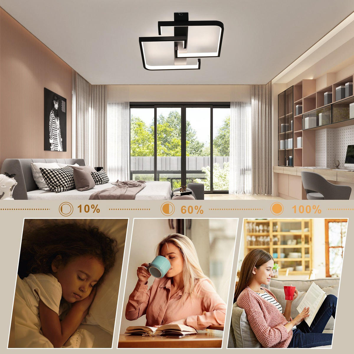 LED-DECKENLEUCHTE Carsten 61/47/6 cm - Schwarz, Metall (61/47/6cm) - Nettlife