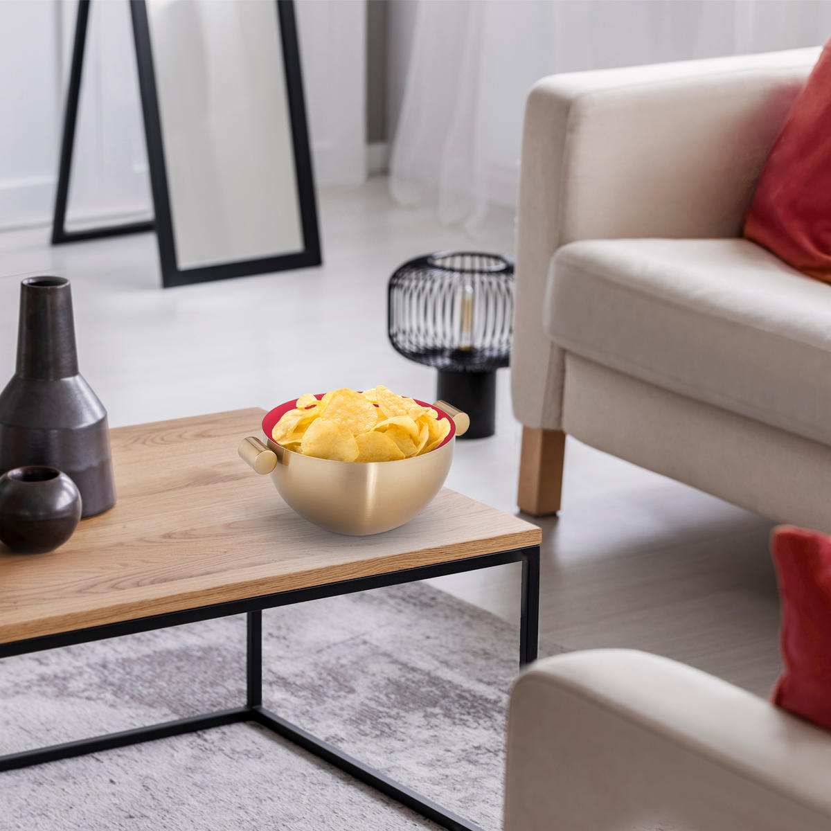 SERVIERSCHÜSSEL - Multicolor, Metall (20/25/10.5cm) - Relaxdays