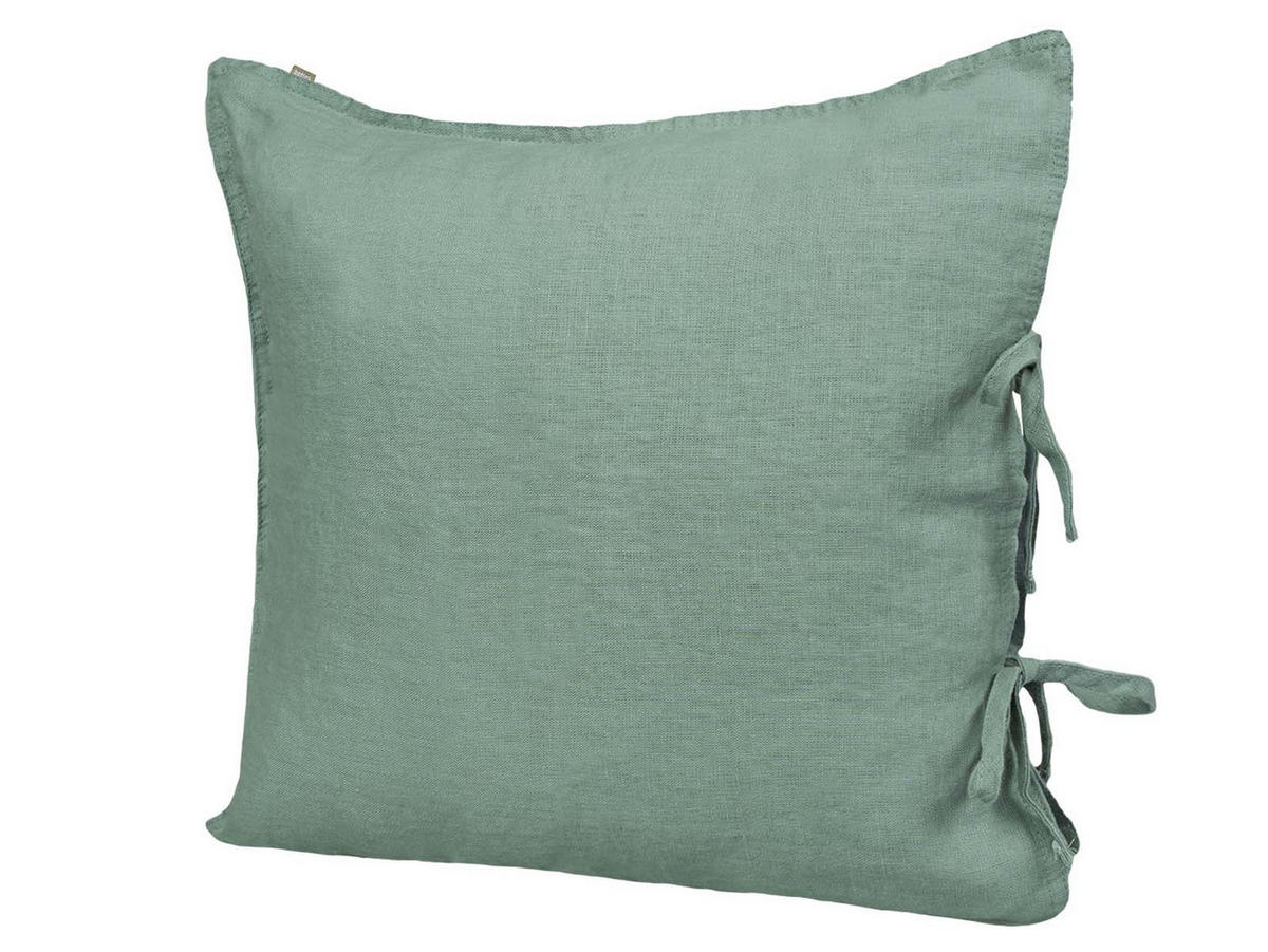 KISSENBEZUG reines Leinen natural-mint 80/80 cm - Mintgrün, Naturmaterialien (80/80cm) - beties Heimtextil