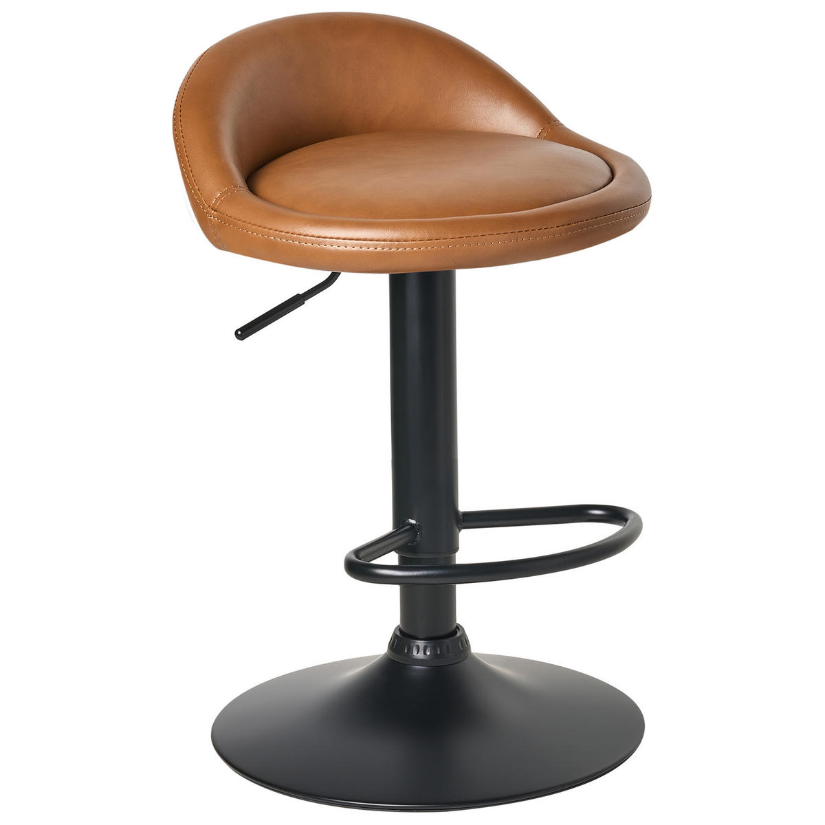 BARHOCKER 2er-Set Kunstleder drehbar Braun Meeder - Goldfarben, Kunststoff (38/69/40cm) - Beliani