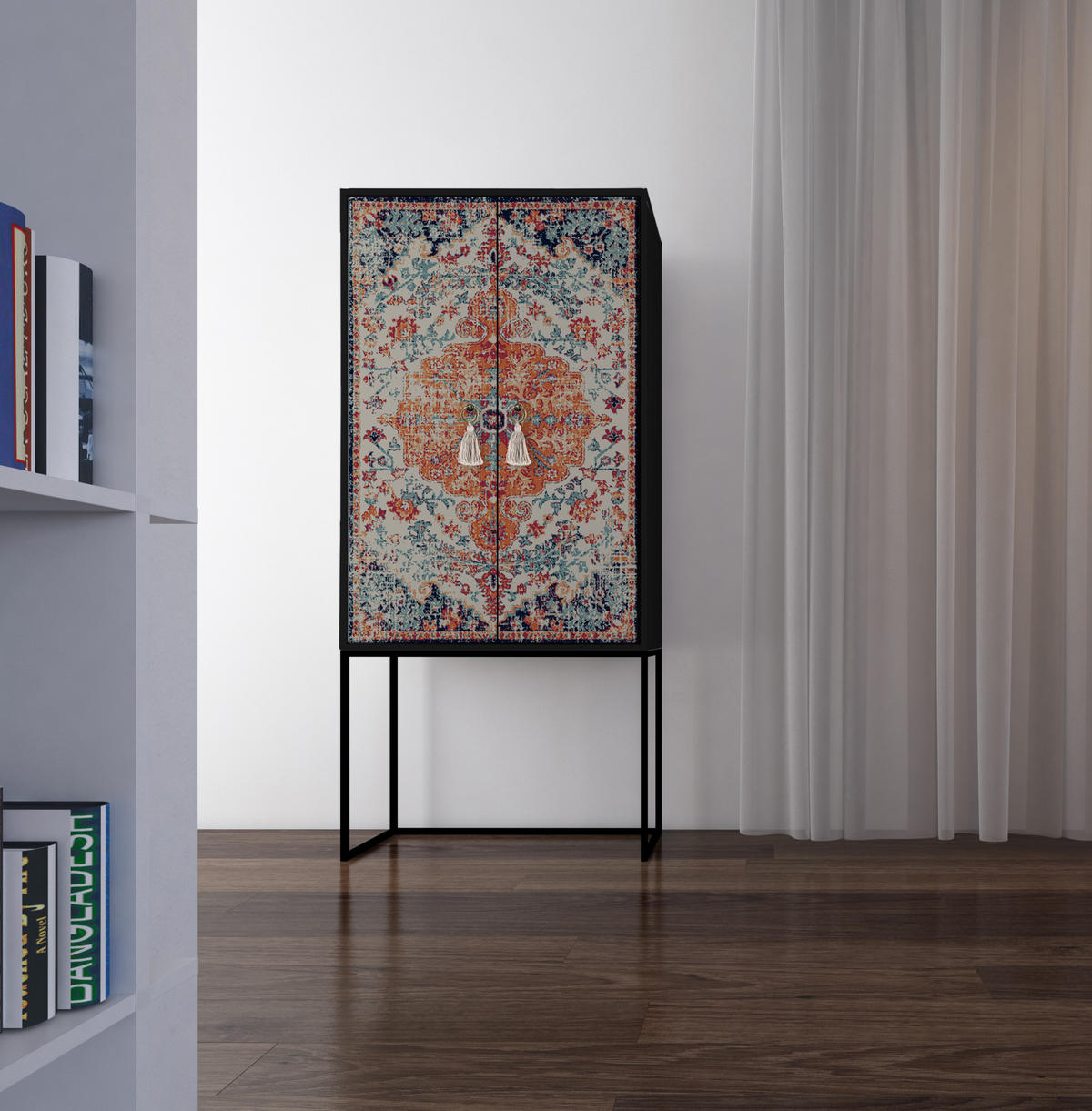 HIGHBOARD aus MDF ALVA VINTAGE RUG - Beige/Orange, Holzwerkstoff (75/164.5/45cm) - RNT By Really Nice Things