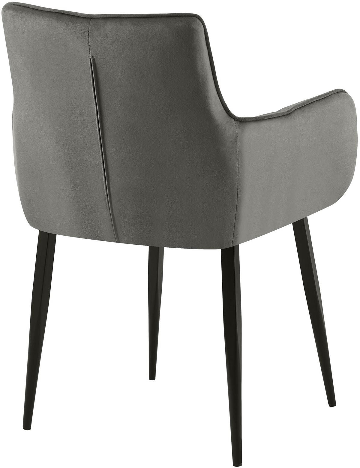 ARMLEHNENSTUHL Samt Anthrazit - Anthrazit/Schwarz, Textil/Metall (62/87/59cm) - CLP