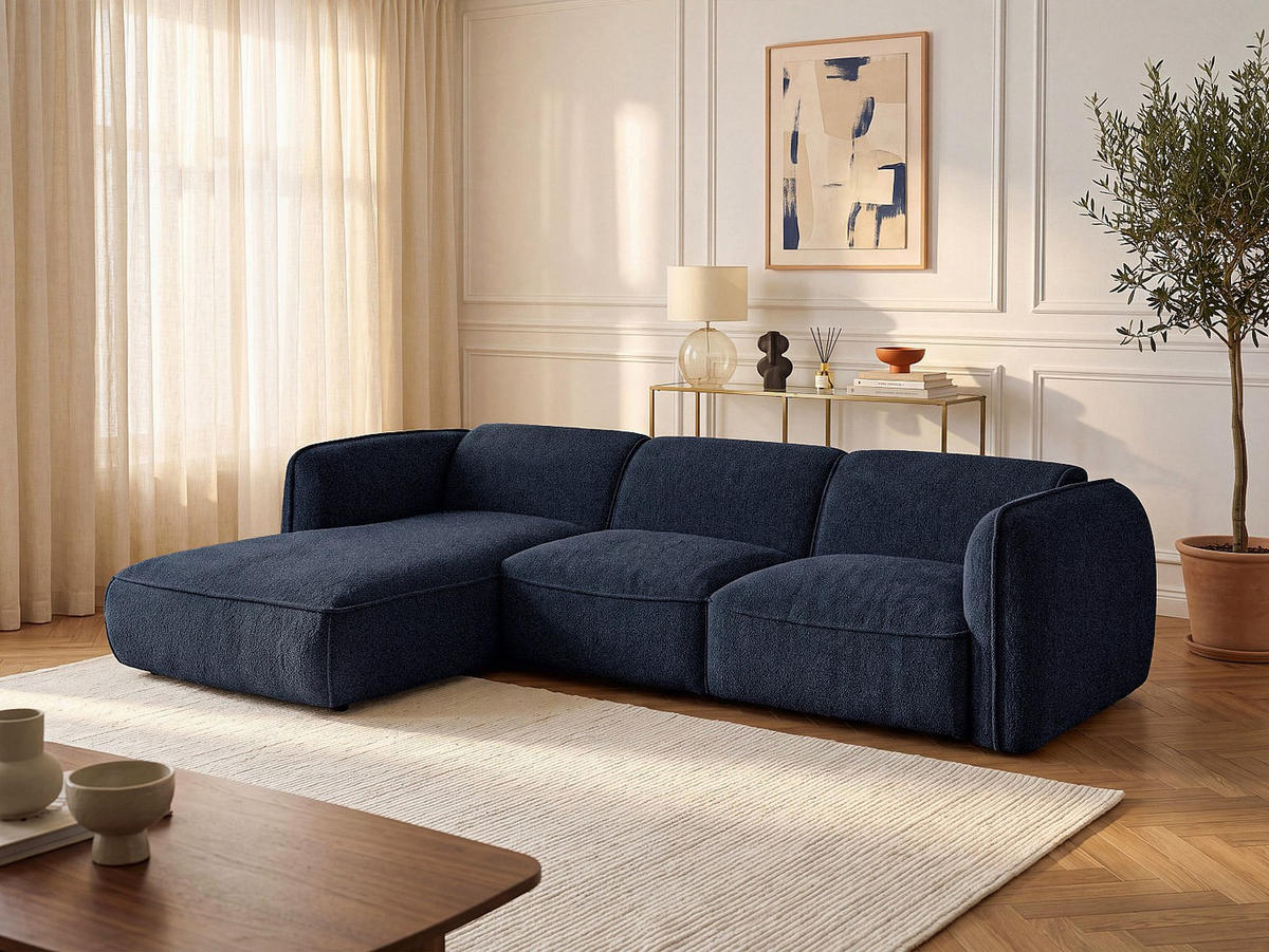 SOFA - 5 Personen - stoff - marineblau Camilio - Dunkelblau, Textil (272/74/165cm) - Vente-Unique