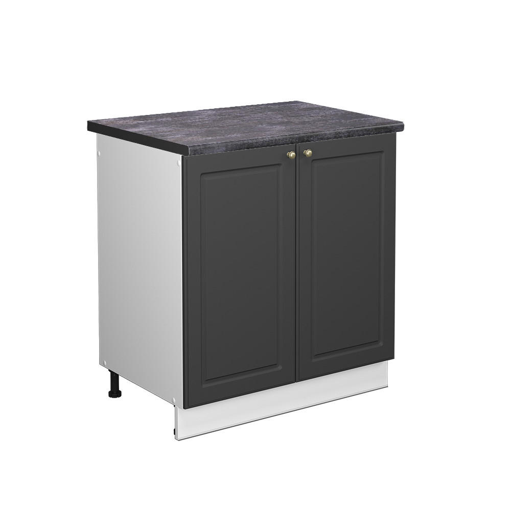 SPÜLENUNTERSCHRANK Fame-Line Anthrazit-Gold 80 cm, AP Anthrazit - Anthrazit/Weiß, Holzwerkstoff (80/82/60cm) - Vicco