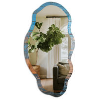 SPIEGEL 90x45 cm asymmetrisch mit Druck - Holzstruktur - Transparent, Glas (45/90/0.4cm) - TULUP