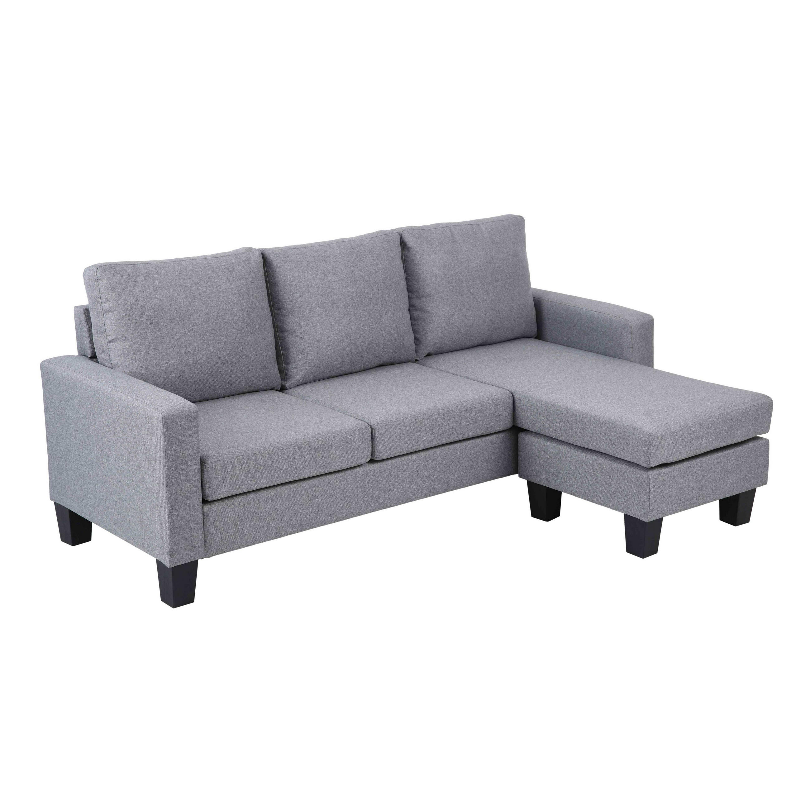 SOFA 3-Sitzer, Grau - Grau, Textil (128/85/192cm) - Oviala