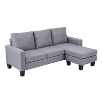 SOFA 3-Sitzer, Grau - Grau, Textil (128/85/192cm) - Oviala