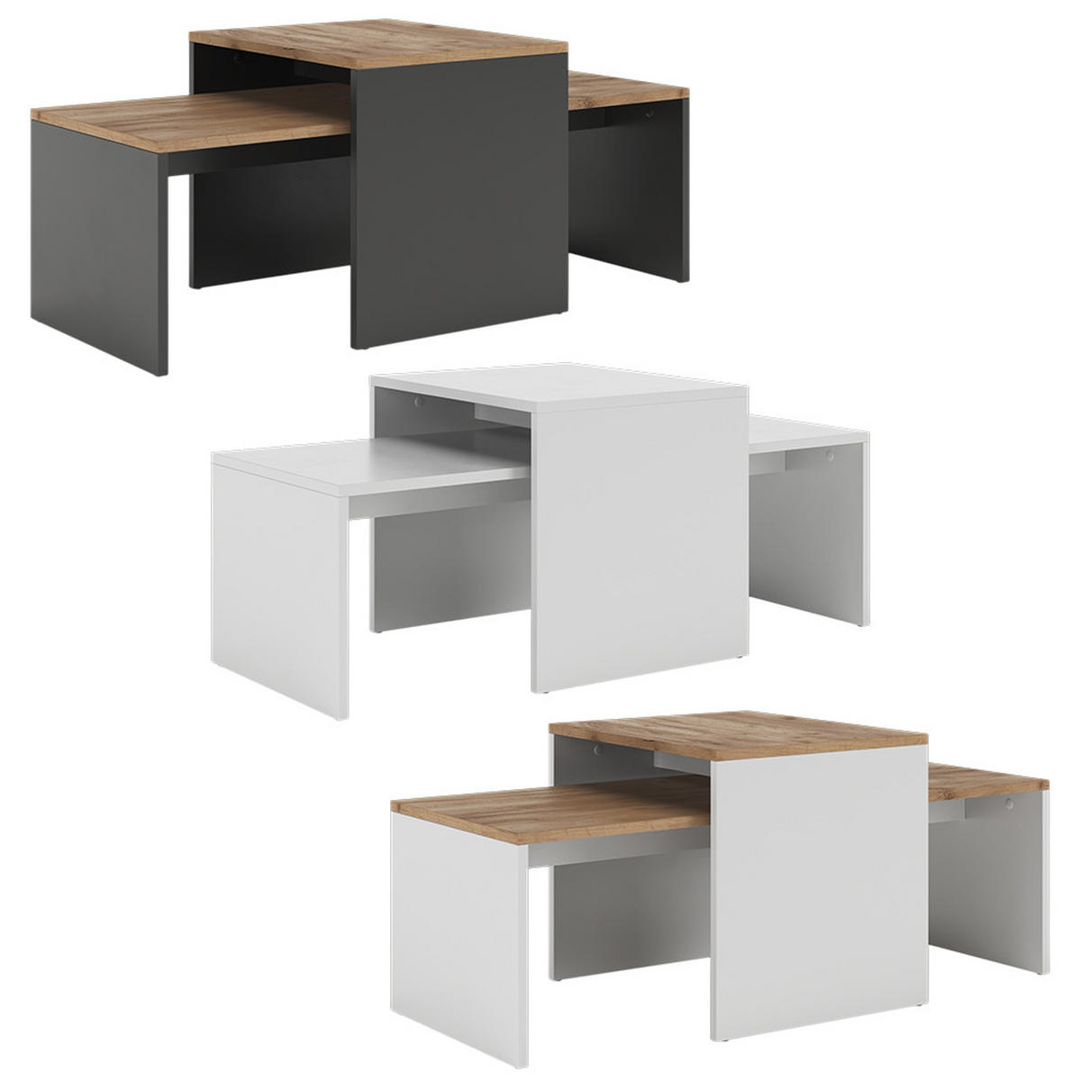 COUCHTISCH-SET Donat Anthrazit/Goldkraft Eiche 100 x 48 cm , 2 Teile - Anthrazit/Eiche Wotan, Holzwerkstoff (48/100/40.4cm) - Vicco