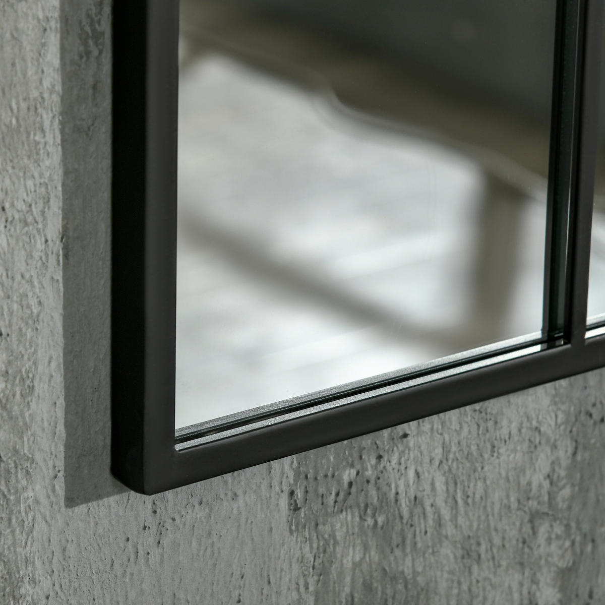 WANDSPIEGEL DE-08879 Fenster-Design mit Metallrahmen, 91/60 cm Schwarz - Schwarz, Metall (91/60/2cm) - ComfortXL
