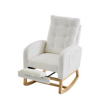 SCHAUKELSTUHL USB Teddy Fleece Fußstütze Weiß Sessel - Weiß, Holz (66.5/102/121.5cm) - FLIEKS