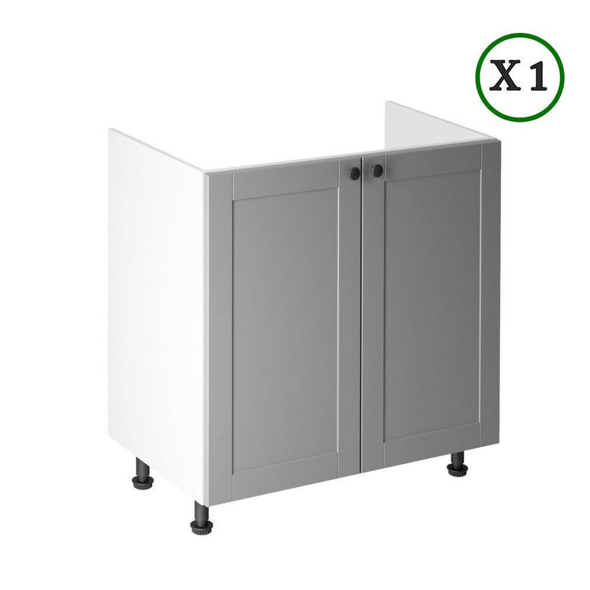 KÜCHENZEILE 200 cm - Linea K6-M200 - in Grau/Matt - Schwarz/Grau, Holz/Holzwerkstoff (200/210/47cm)