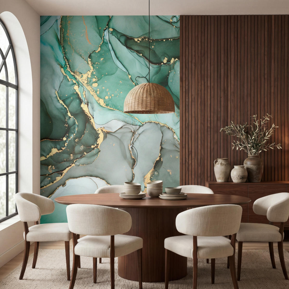 TAPETE - Gold - Marmor - Grün - Luxus - Marmoroptik - Grau - 200x300 cm - Grün, Papier (200/300cm) - OnlyWow
