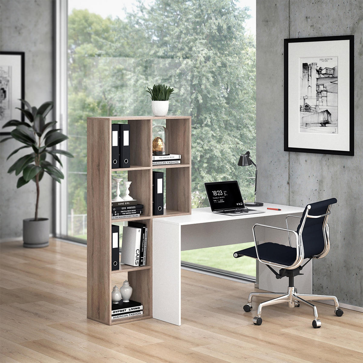 SCHREIBTISCH Mara Weiß/Sonoma 166.8 x 59 cm - Weiß/Sonoma Eiche, Holzwerkstoff (59/166.8/143cm) - Vicco