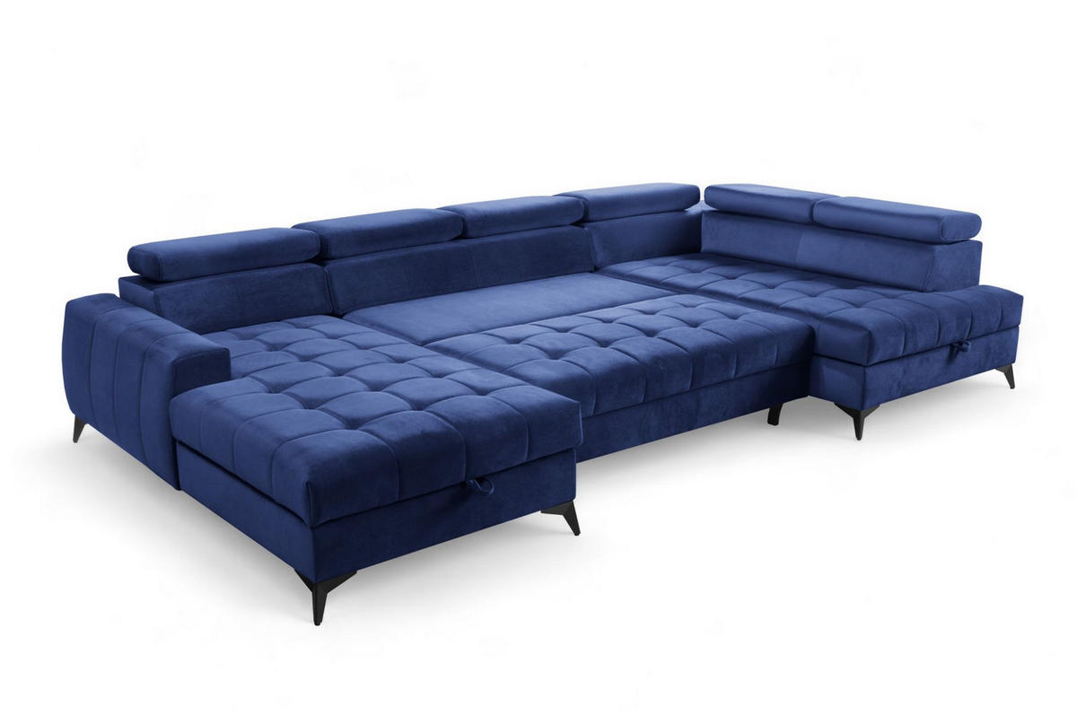 WOHNLANDSCHAFT Agnesa In Salvador - Dunkelblau, Holzwerkstoff/Textil (345/95/200cm) - Fun Möbel