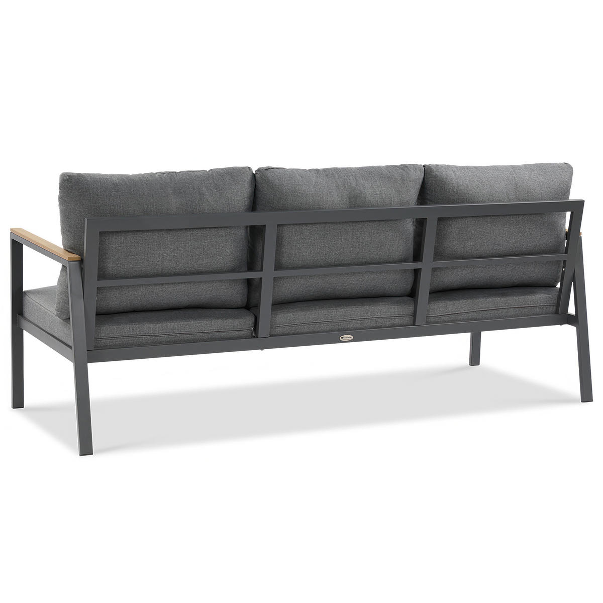 GARTENSET Winston, aus Metall, 2 Sessel + 3-Sitzer Sofa + Esstisch, für 5 Personen, Dunkelgrau - Dunkelgrau, Metall - Beautysofa