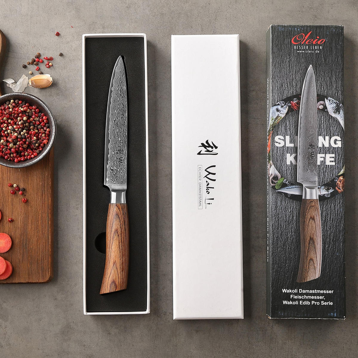 FLEISCHMESSER 17 cm - Braun, Holz/Metall (32cm) - Wakoli