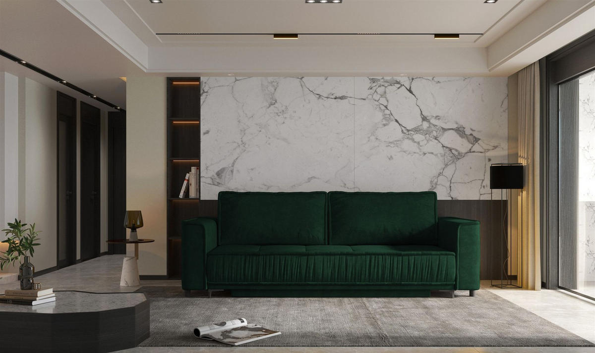 SCHLAFSOFA Juna - Grün, Holzwerkstoff/Textil (230/86/85cm) - Fun Möbel