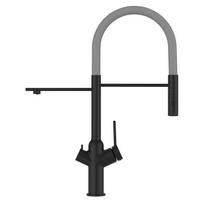 3-WEGE-KÜCHENARMATUR, Schwarz Matt und Grau, 2-Strahl-Brause - Schwarz/Grau, Metall (20.61/48/20.61cm) - VIZIO