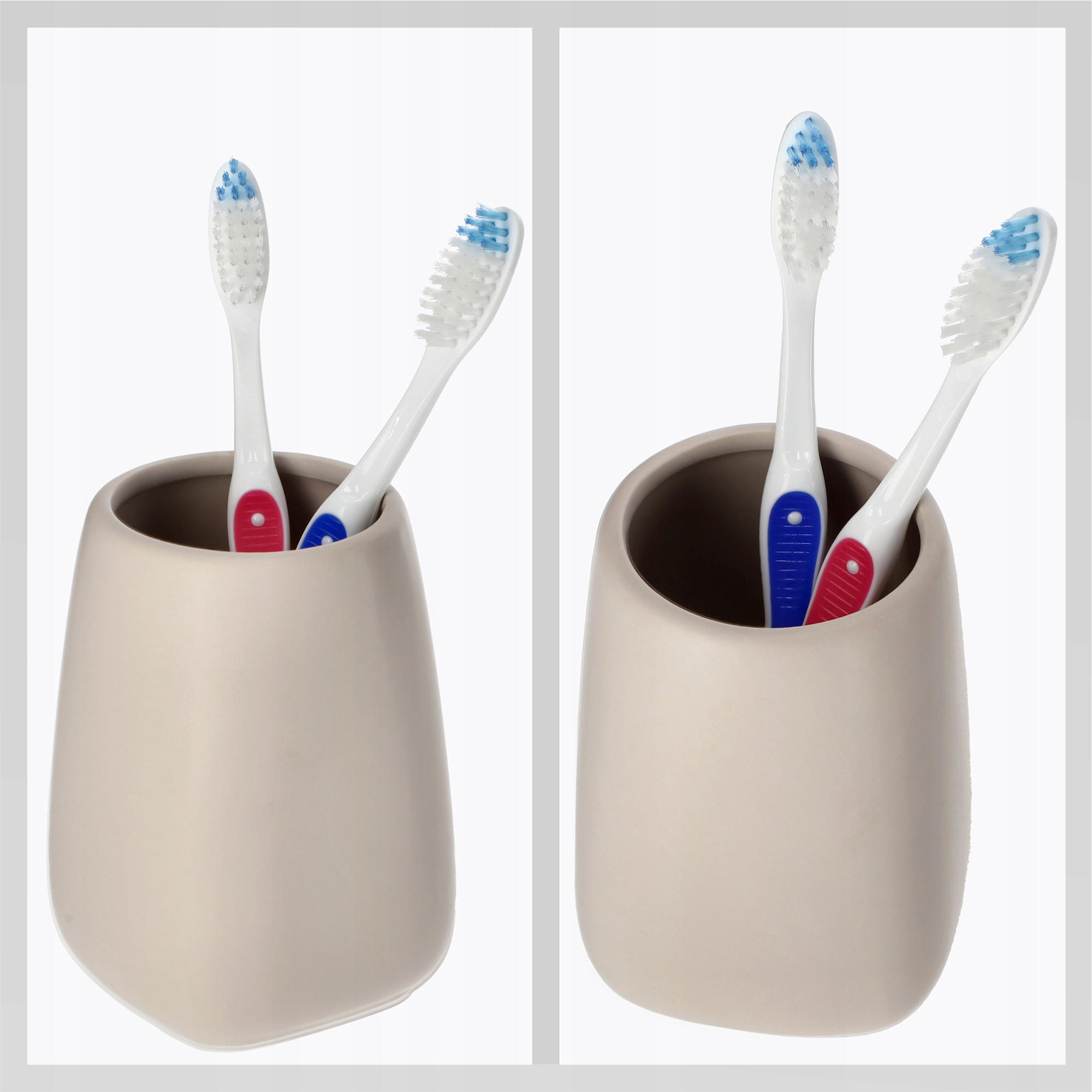 BADEZIMMERBECHER 11 x 8 cm, beige, 2 Stk. - Beige, Keramik (8/11cm) - KADAX