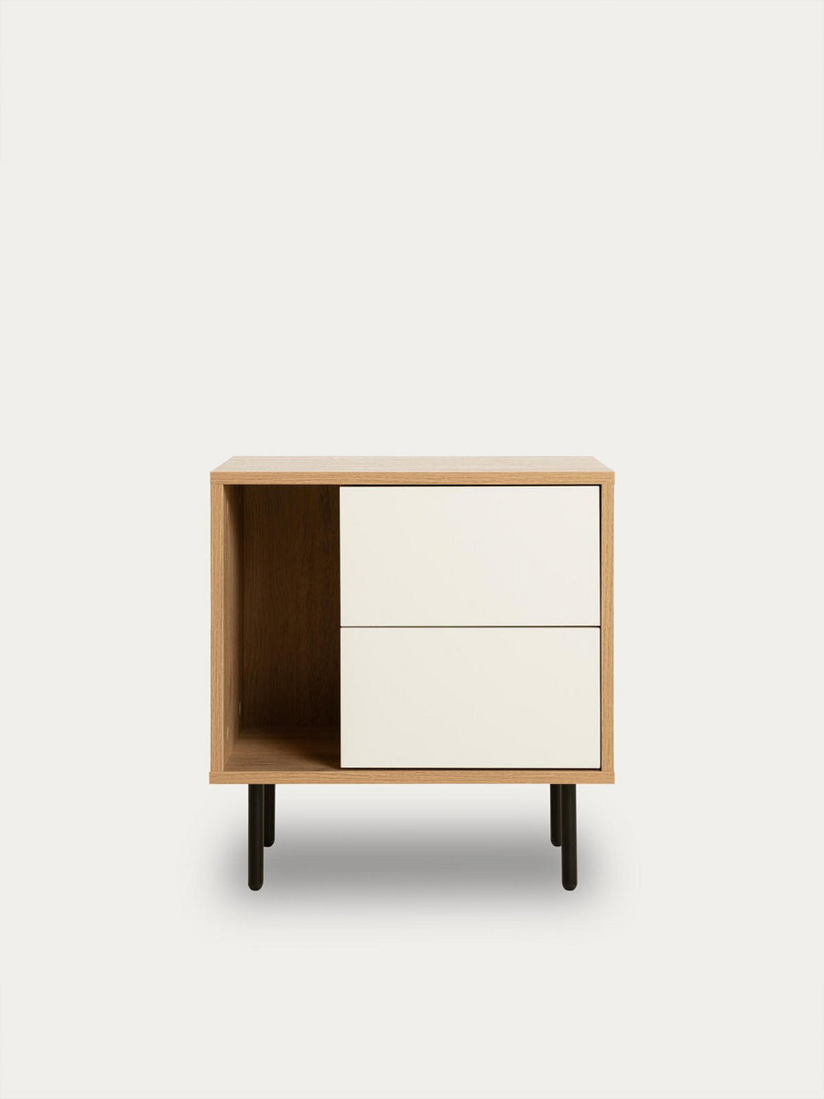 NACHTTISCH Zach Natur - Weiß 52 cm x 55 cm - Braun, Holzwerkstoff (52/55/35cm) - Kenay Home