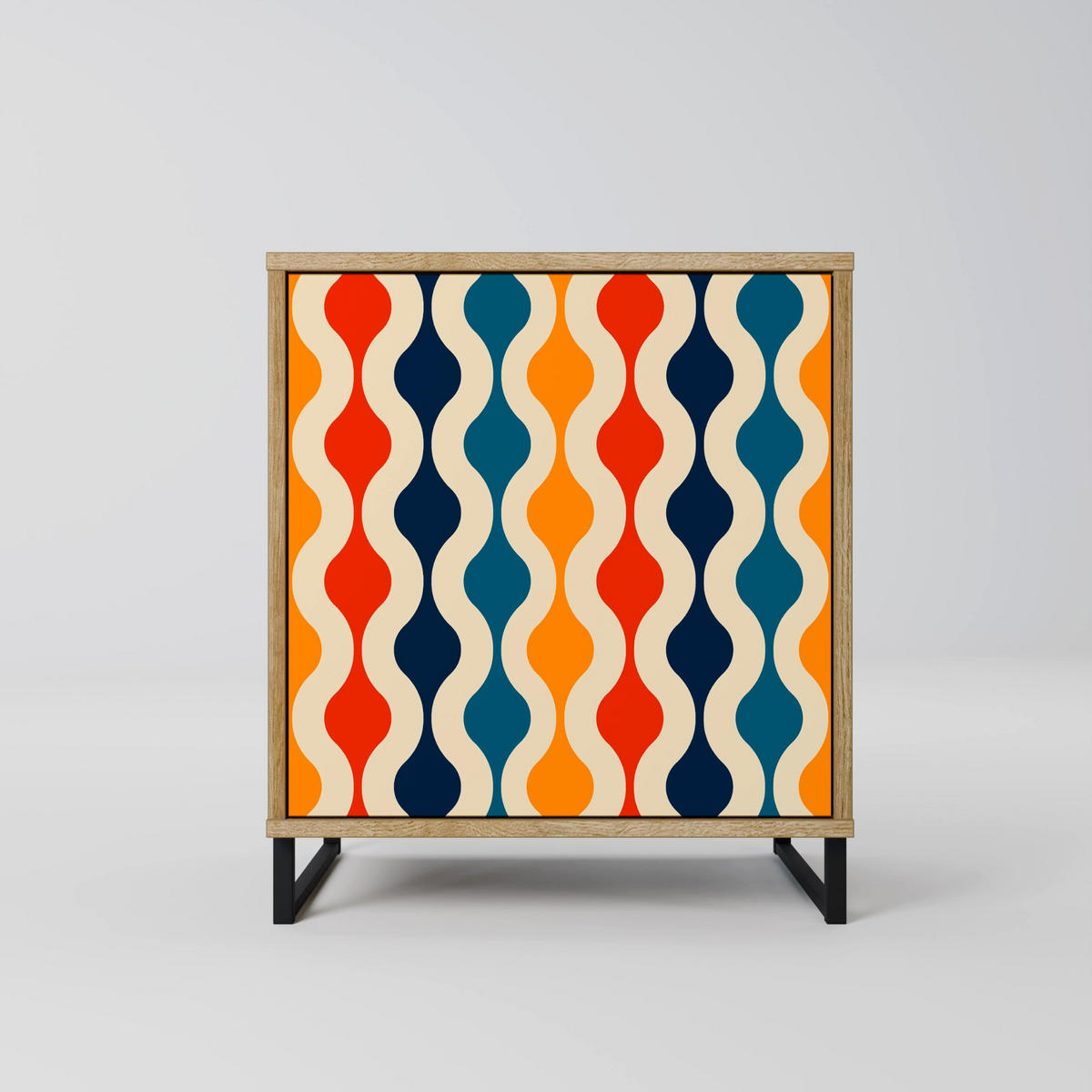 SIDEBOARD COLORFUL NOSTALGIA, Eichefarben, 57,5x42x57,5 cm, Ohne Füße - Eichefarben/Multicolor, Holzwerkstoff (57.5/57.5/42cm) - SpaceRebels