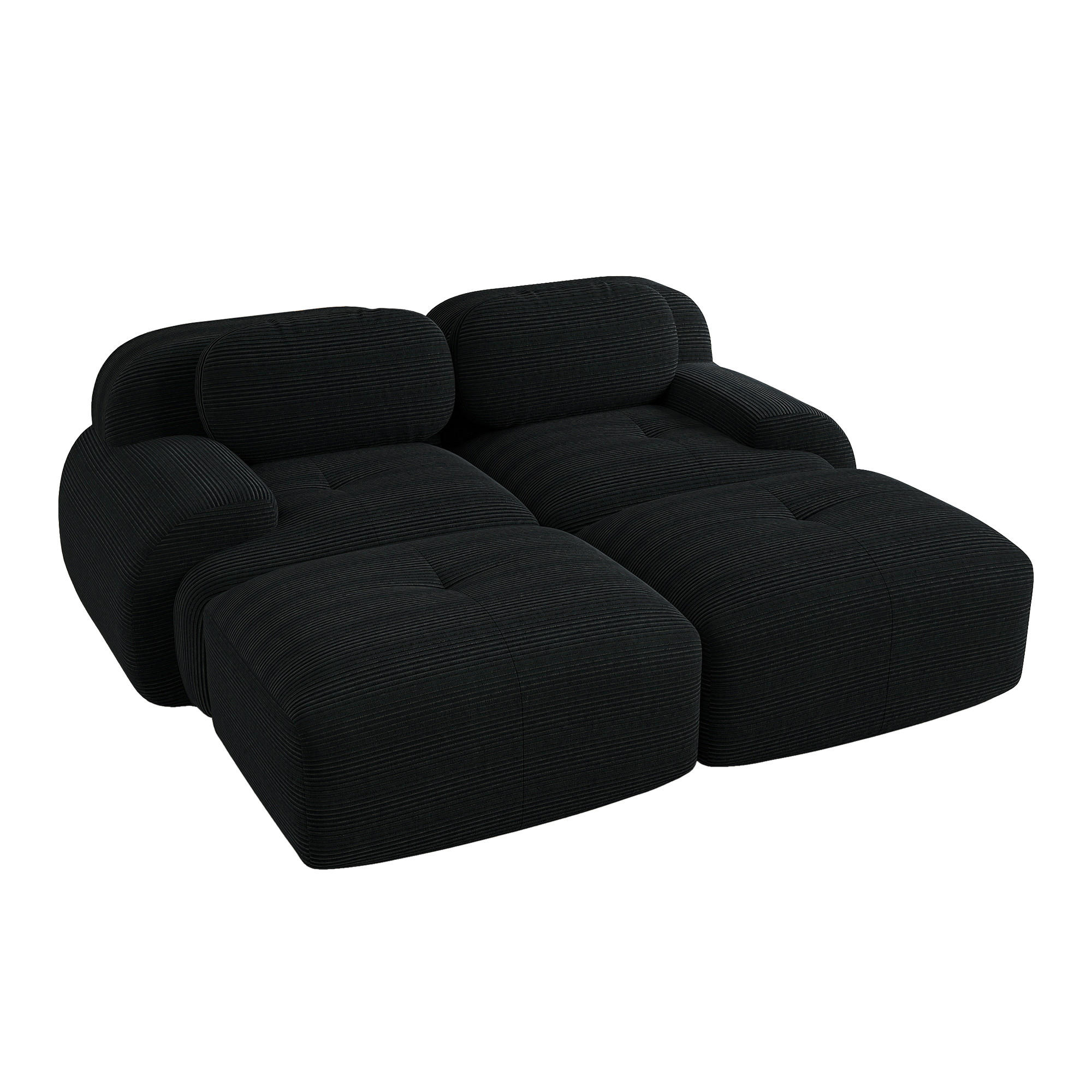 2-SITZER SOFA Cord Schwarz modular - Schwarz, Textil (208/75/178cm) - WISHDOR
