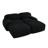 2-SITZER SOFA Cord Schwarz modular - Schwarz, Textil (208/75/178cm) - WISHDOR