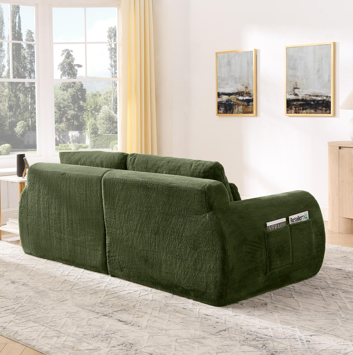 SOFA mit USB-Anschluss 2-Sitzer Green - Grün, Kunststoff (208/81/101cm) - Meubliv