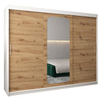 SCHWEBETÜRENSCHRANK 200/250/62 3-türig - Silberfarben/Eiche Artisan, Holz/Kunststoff (250/200/62cm) - Abiks Möbel