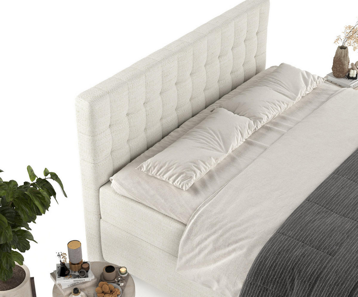 BOXBETT Milo Creme 160/200 cm - Creme/Schwarz, Holz/Holzwerkstoff (160/200cm) - Maison de Reve
