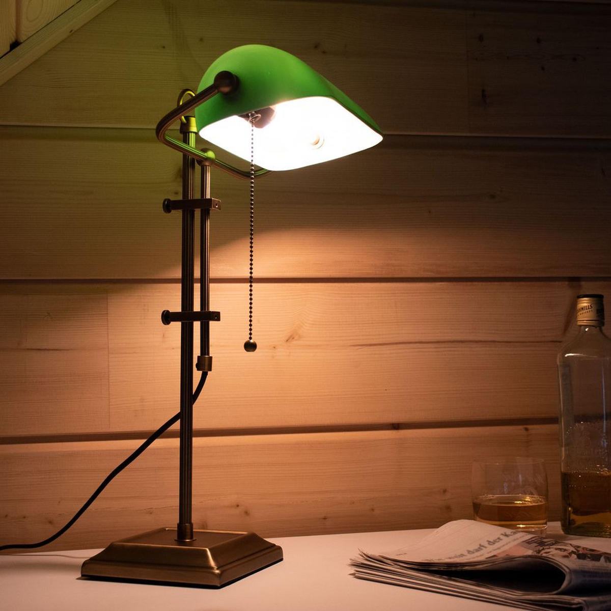 LED SCHREIBTISCHLAMPE Bronze Grün - Weiß, Metall (26.5/25/56cm)
