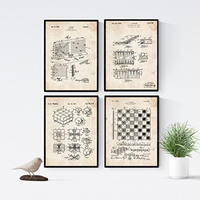 POSTER Set mit 4 Jahrgang Brettspiele Patent A4 Rahmenlos - Klar, Papier (29.7/3cm) - Nacnic