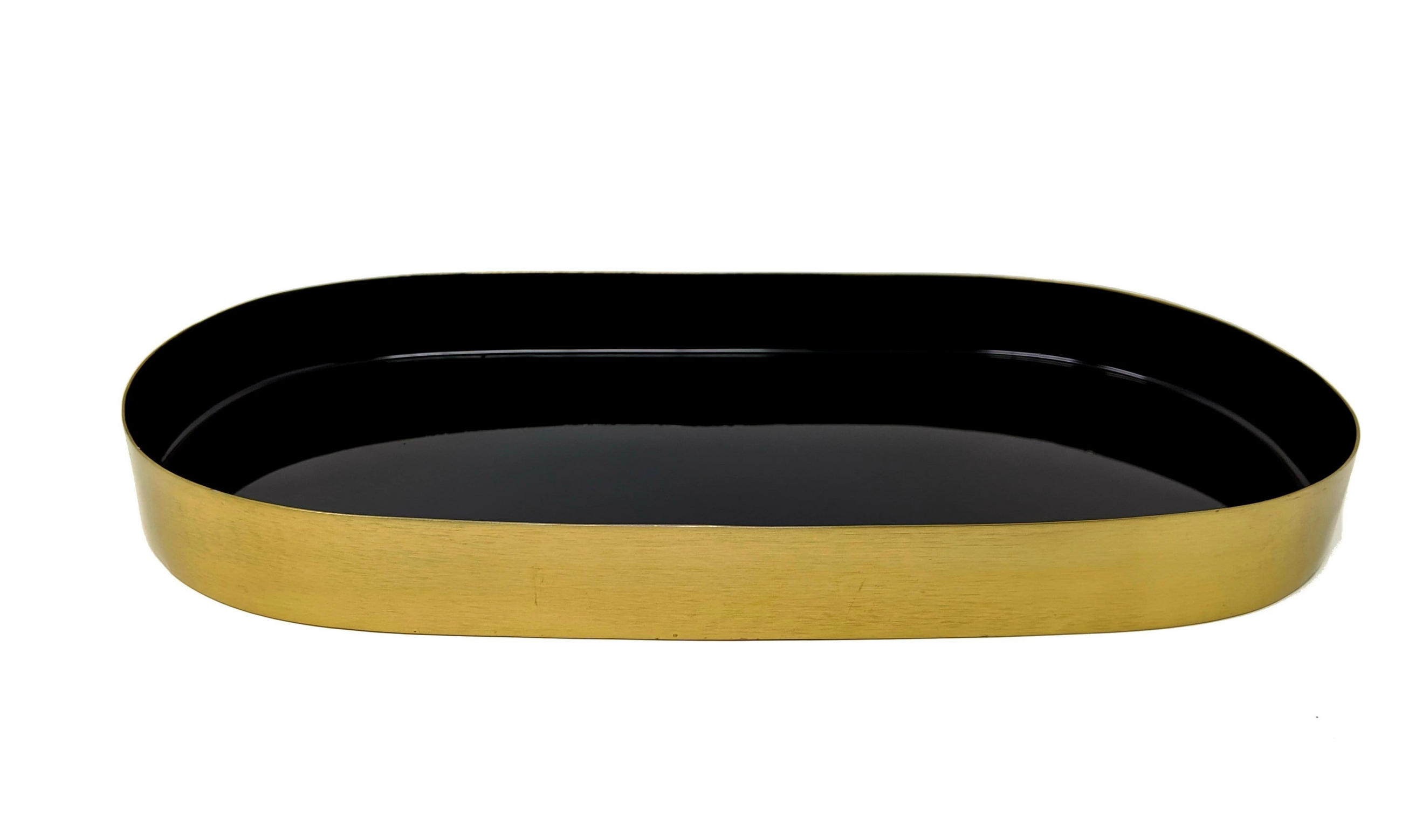DEKOTABLETT Glam aus Eisen in Gold/Schwarz 30/15 cm - Schwarz, Metall (3cm) - LaLe Living
