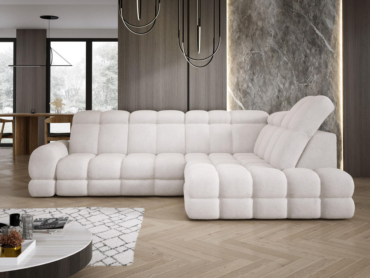 ECKSOFA TOLLO Anthology-stoff L-form 302x217x105 cm weiss - Kaschmir, Holz/Textil (217/302cm) - DomoHome