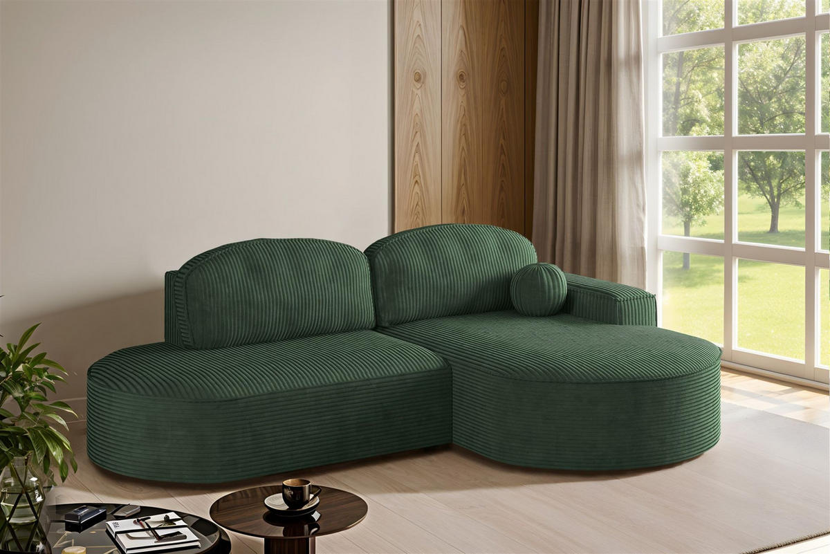 ECKSOFA Girona Mit Schlaffunktion - Grün, Holzwerkstoff/Textil (278/179cm) - Fun Möbel