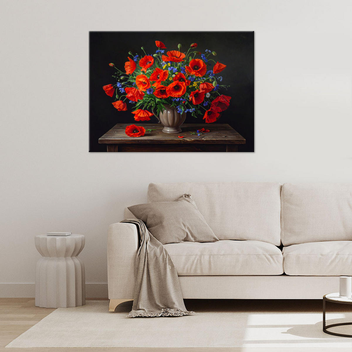 LEINWANDBILD Blumen 100x70cm - Rot, Textil (100/70cm) - Feeby