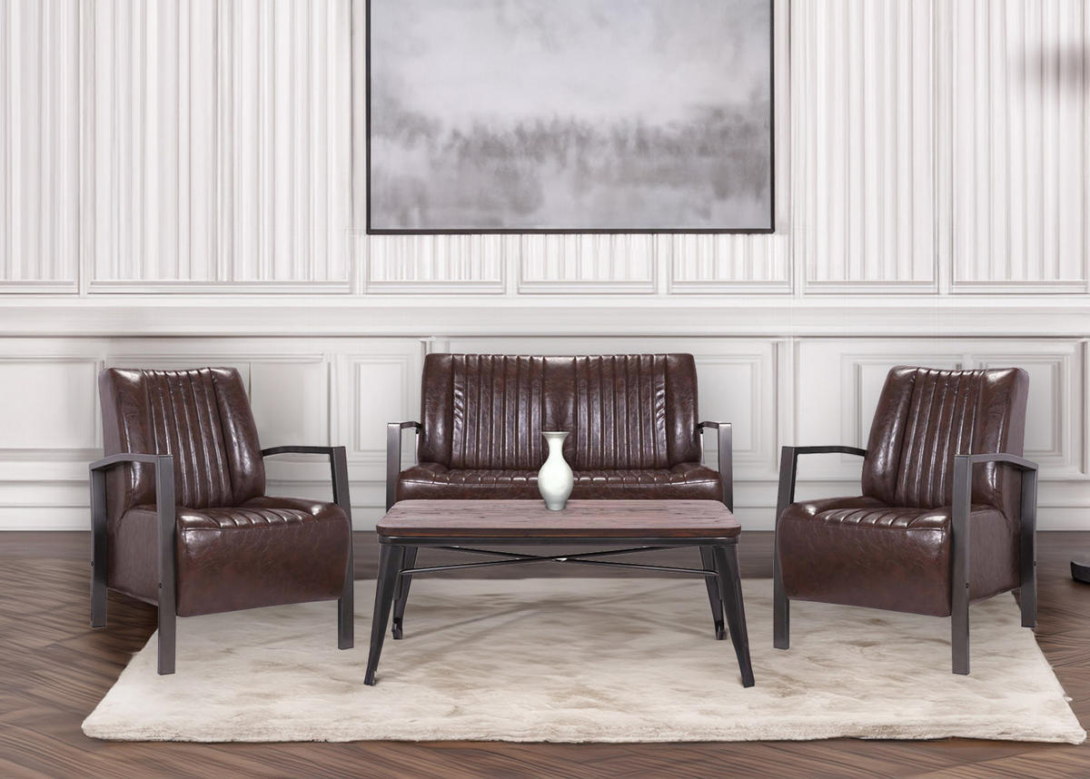 WOHNZIMMER-SET Braun, Schwarz - Schwarz/Braun, Textil (127/86/72cm) - MCW