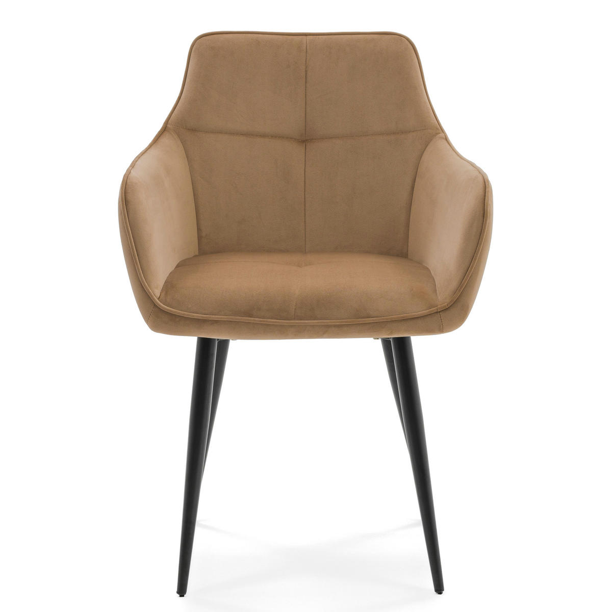 STUHL QUATTRO gepolstert mit Steppung - beige - Samt Velours - Beige/Schwarz, Textil/Metall (58/88/58cm) - NEW HOME
