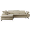 ECKSOFA PABLO L Beige Schenille glatt - Links Seite mit T25 Topper - Beige/Schwarz, Textil/Metall (208/273cm) - MKS