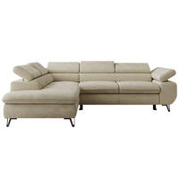 ECKSOFA PABLO L Beige Schenille glatt - Links Seite mit Visco Topper - Beige/Schwarz, Textil/Metall (208/273cm) - MKS