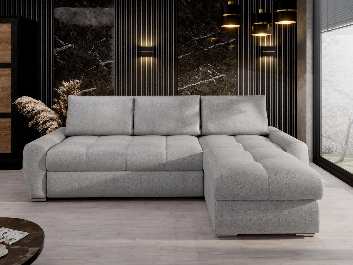 ECKSCHLAFSOFA Lunar Schlafsofa mit Bettkasten, Silberfarben - Silberfarben, Holz (237/166cm) - Panda Möbel