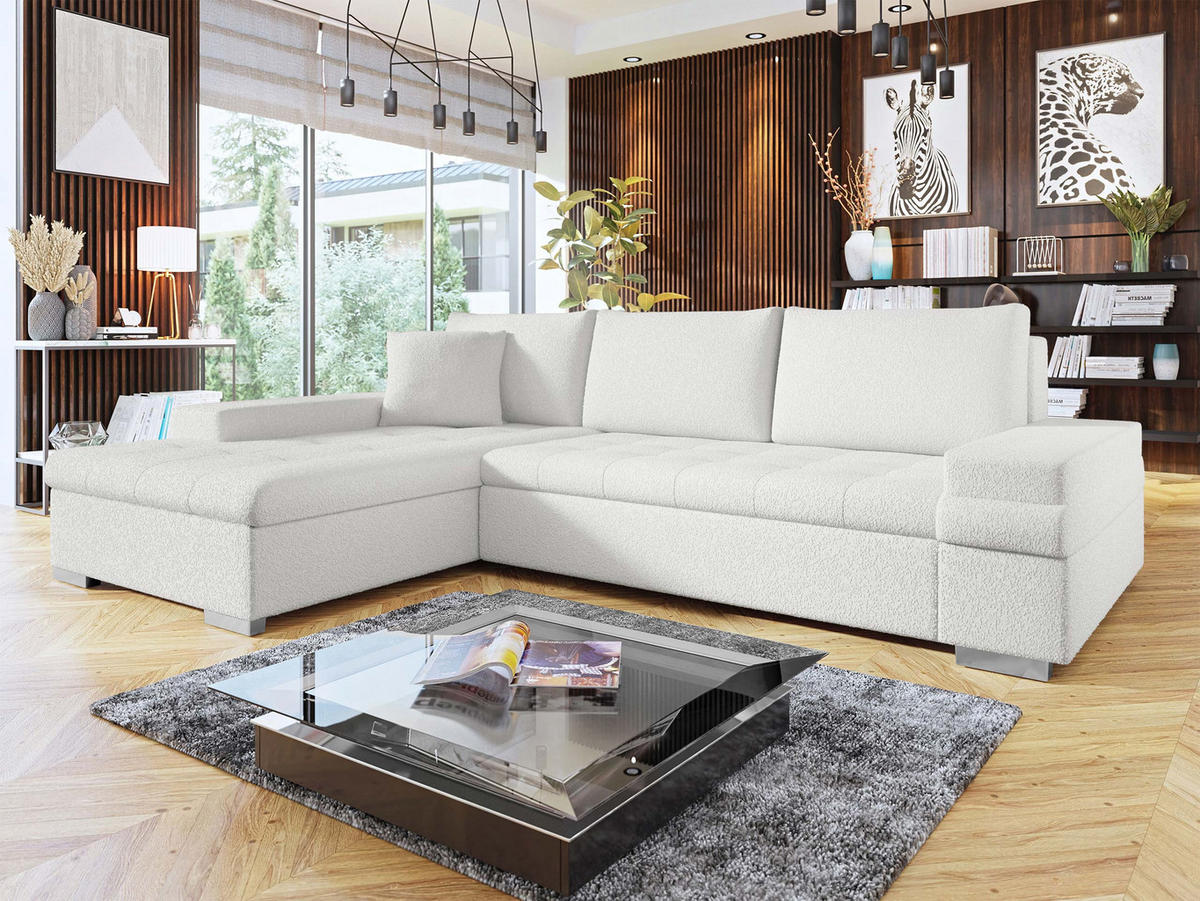 ECKSOFA Bangkok Mini Premium - Beige/Silberfarben, Holz/Textil (274/182cm) - MIRJAN24