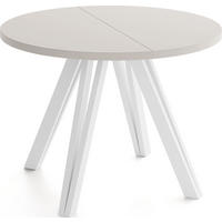 ESSTISCH Ravero runder ausziehbarer, Kaschmir 100-180/100/77 cm - Kaschmir/Weiß, Holz/Holzwerkstoff (100/100/77cm) - WFL GROUP