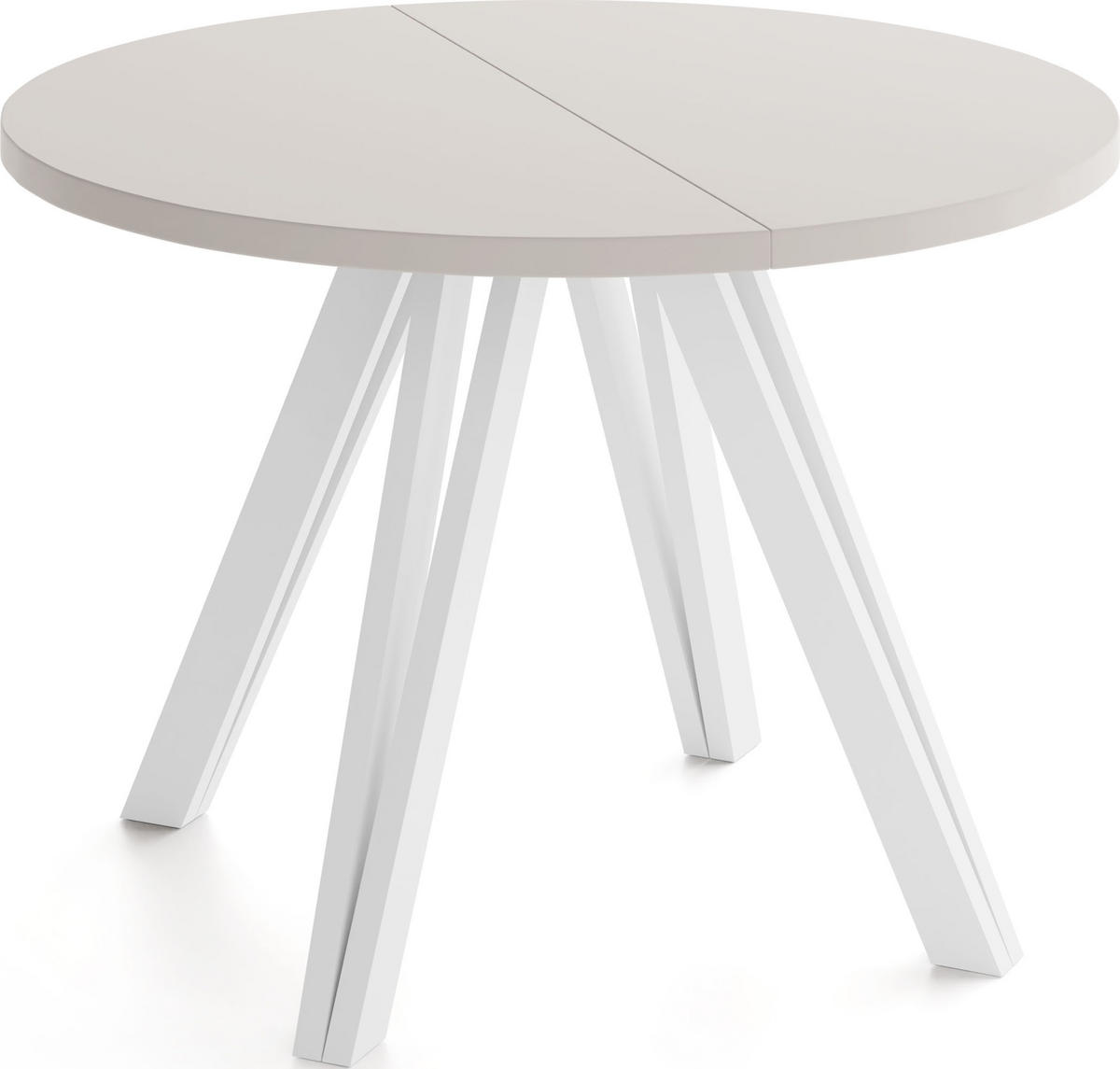 ESSTISCH Ravero runder ausziehbarer, Kaschmir 100-180/100/77 cm - Kaschmir/Weiß, Holz/Holzwerkstoff (100/100/77cm) - WFL GROUP