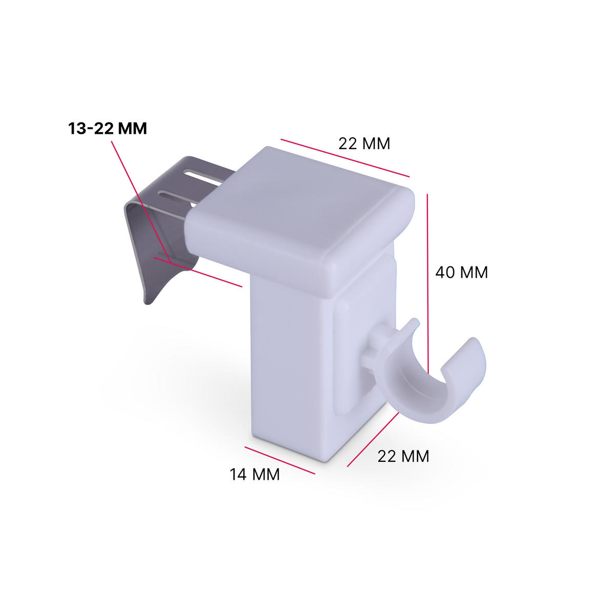 KLEMMTRÄGER für Cafehausstangen 2er Pack - Weiß, Kunststoff (2/4/4cm) - Bestlivings